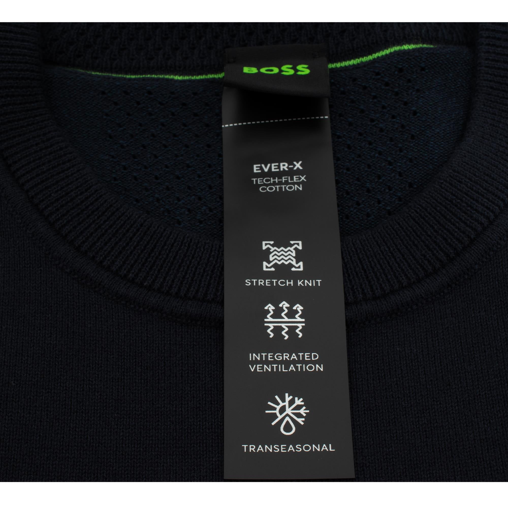 Boss Ever-X Cotton Blend Crew Neck Sweater Navy